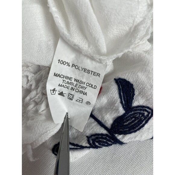 Sapphire Embroidered Floral Women's Medium Elastic Waist Blouse White Colorful - Picture 6 of 8